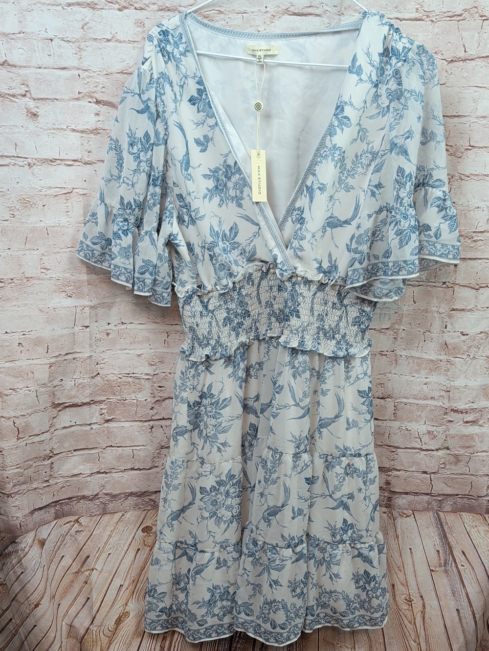 Max Studio Blue Floral Dress XL New Nwt